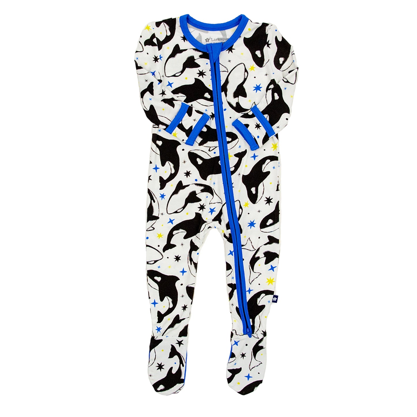 Zipper Footie in Dancing Orcas