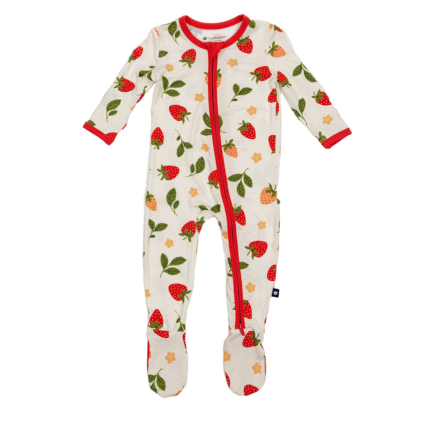 Zipper Footie in Strawberry Fields