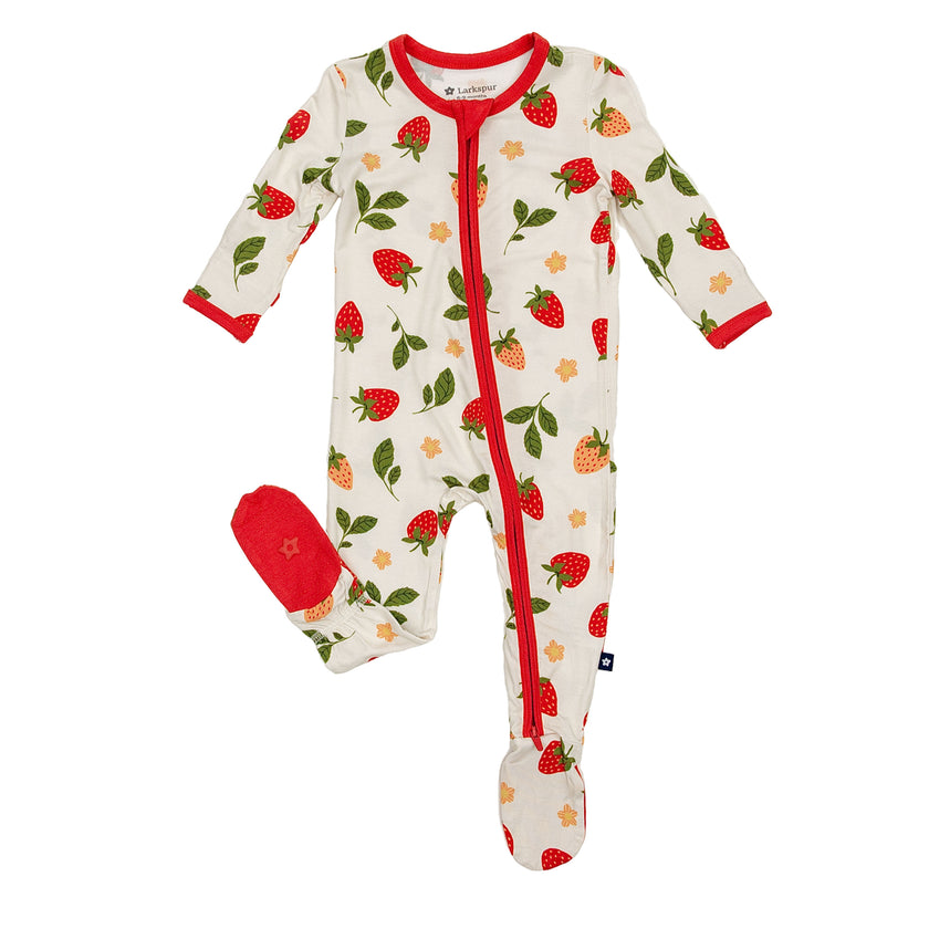 Zipper Footie in Strawberry Fields