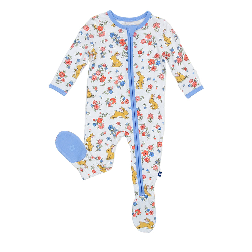 Zipper Footie in Summer Bloom Bunny