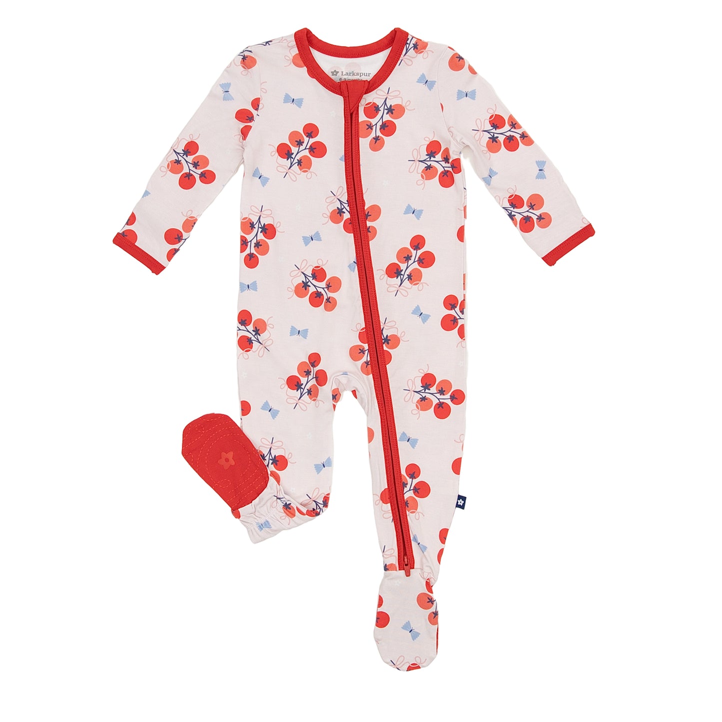 Zipper Footie in Tomato Bouquets