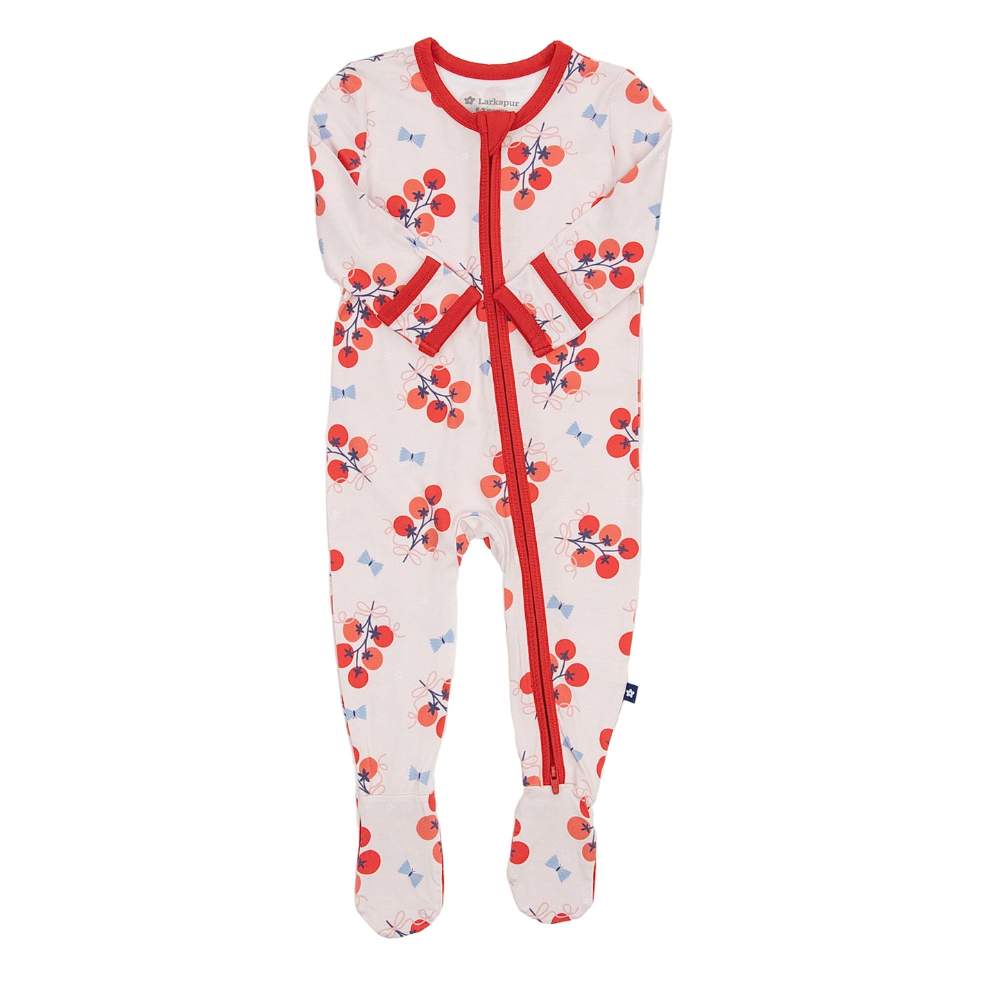 Zipper Footie in Tomato Bouquets