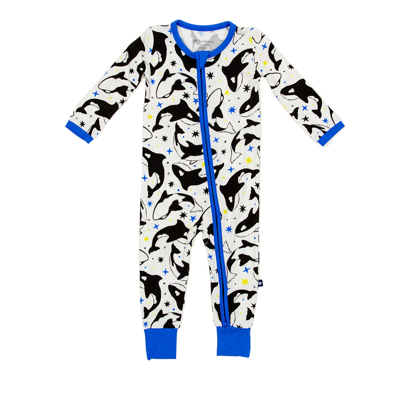 Zipper Romper in Dancing Orcas
