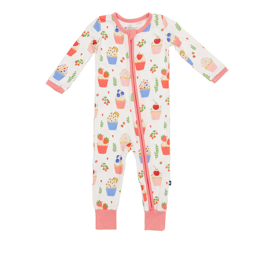 Zipper Romper in Sweet Cupcakes