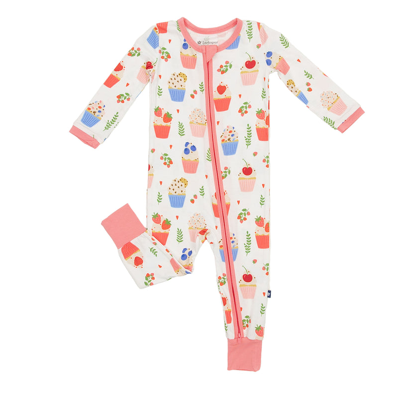 Zipper Romper in Sweet Cupcakes