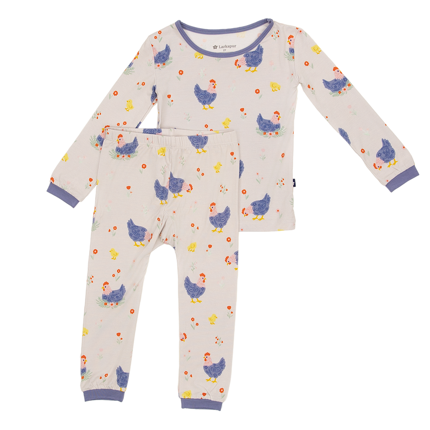Long Sleeve Pajamas in Chick and Cluck