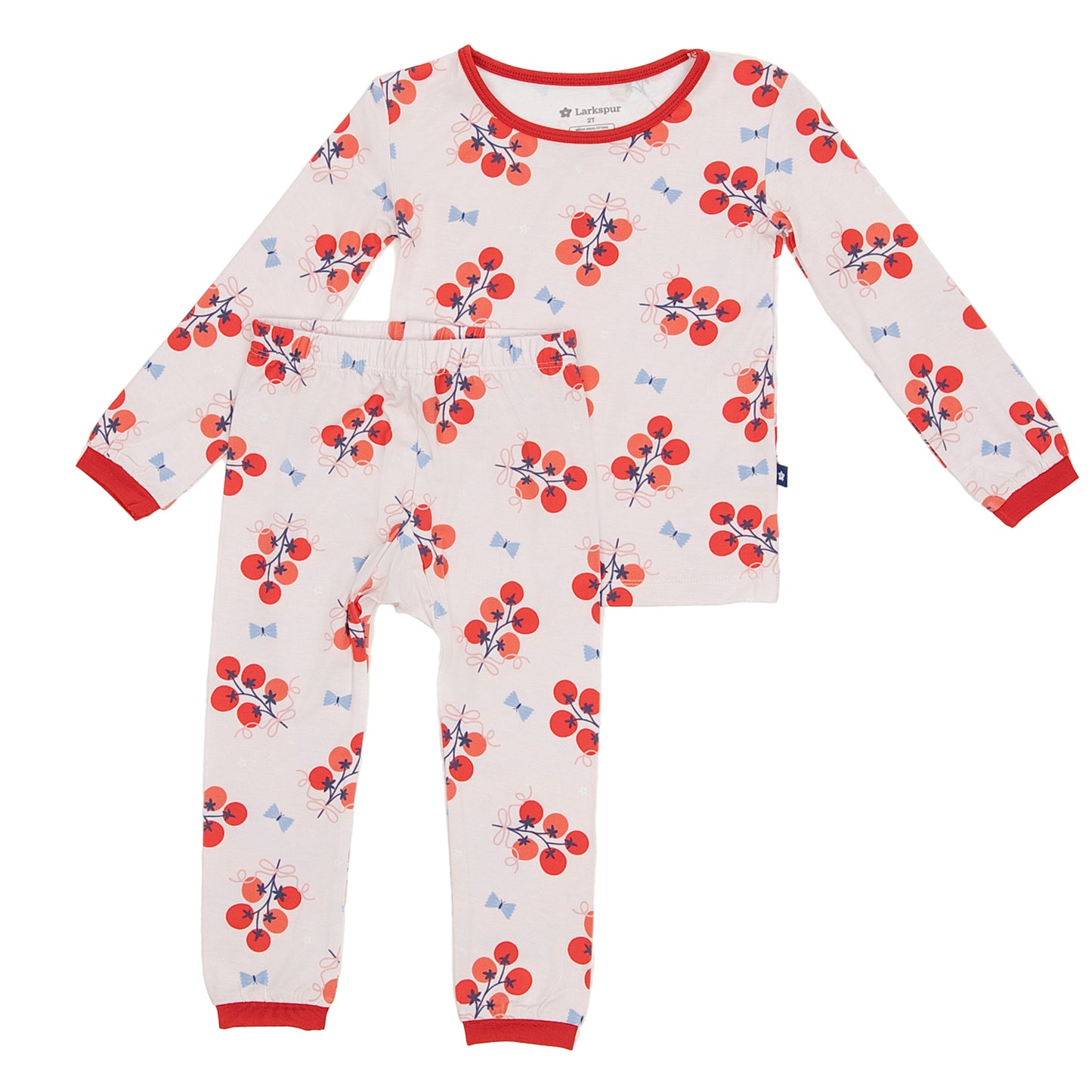 Long Sleeve Pajamas in Tomato Bouquets