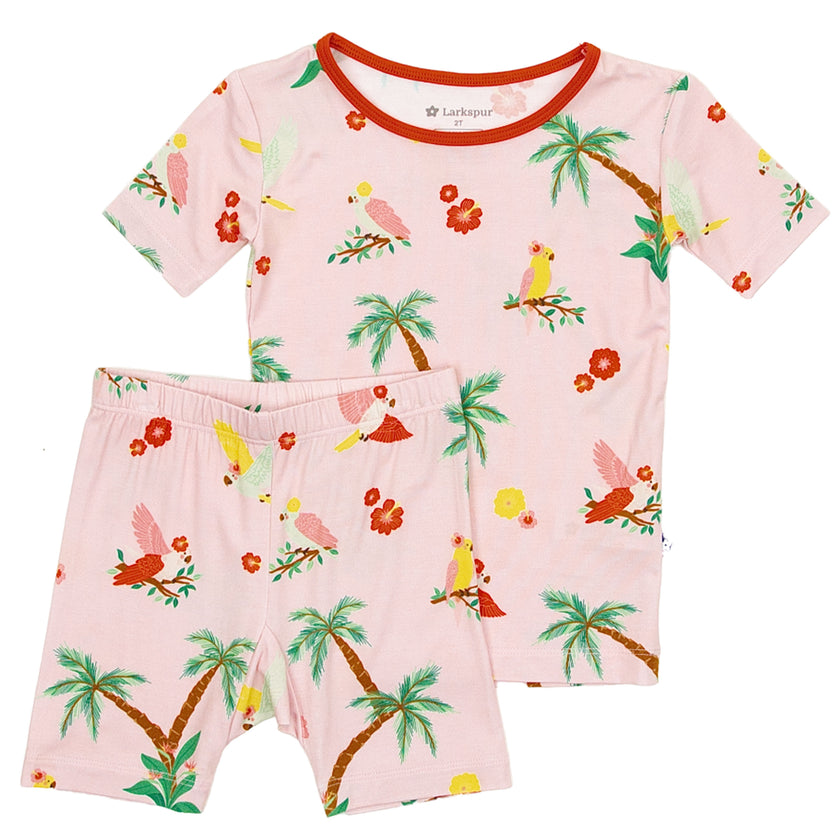 Short Sleeve Pajamas in Colorful Cockatoos