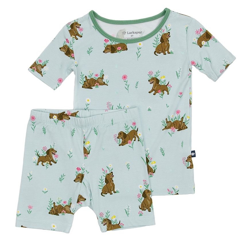 Short Sleeve Pajamas in Dachshund Garden