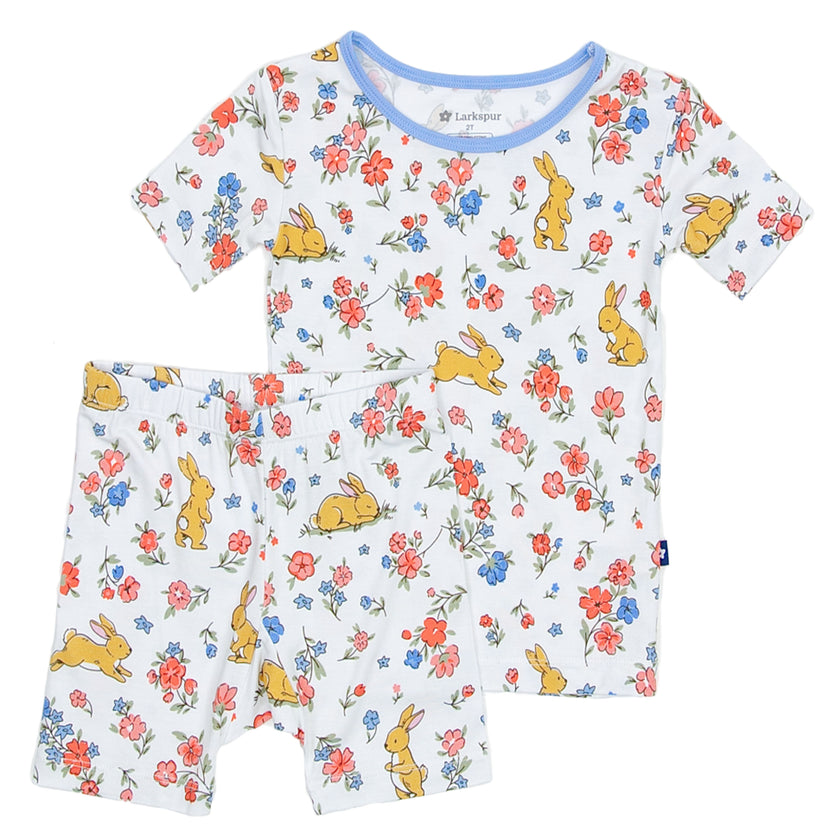 Short Sleeve Pajamas in Summer Bloom Bunny