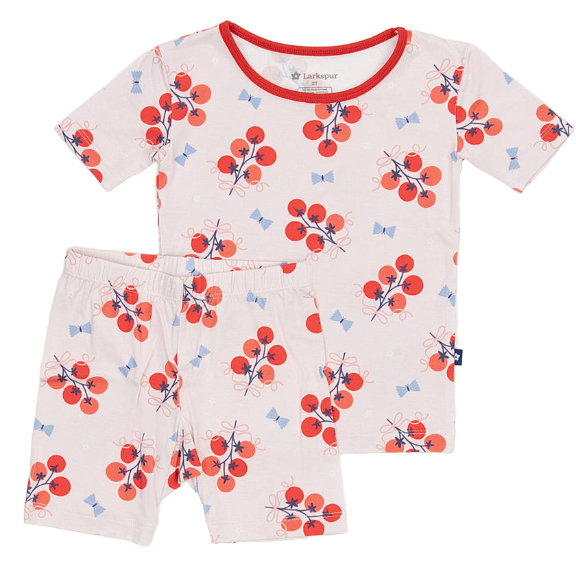 Short Sleeve Pajamas in Tomato Bouquets
