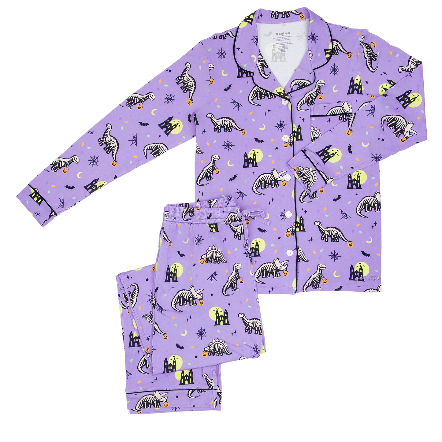 Women's Long Sleeve Pajamas in Spookysaurus