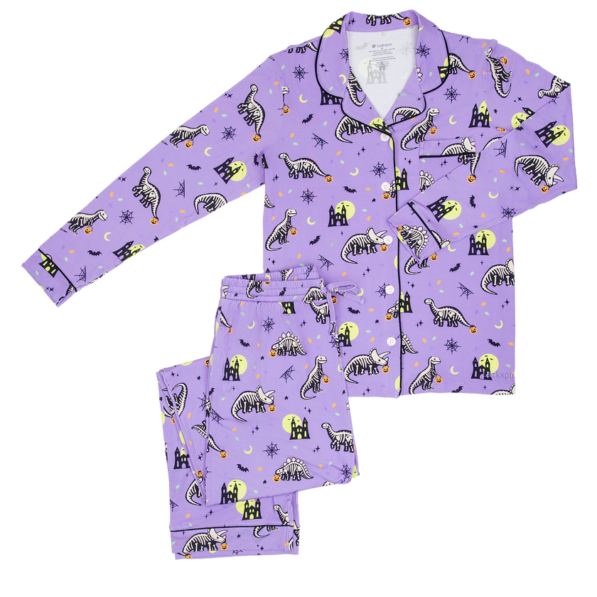 Women's Long Sleeve Pajamas in Spookysaurus