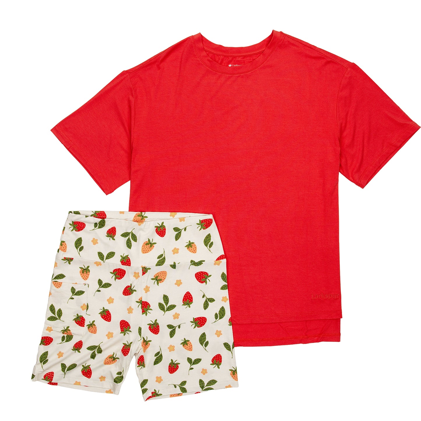 Women's Biker Short Set in Strawberry Fields
