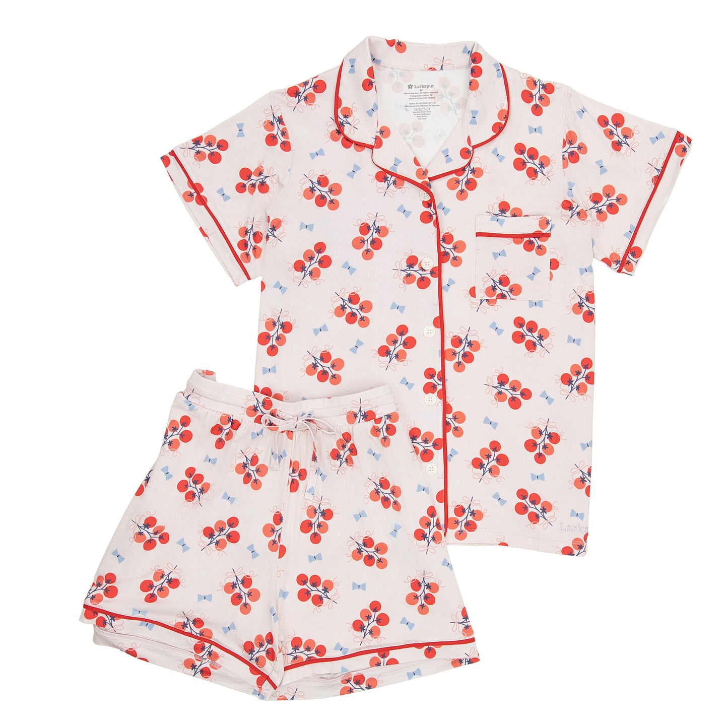 Women's Short Sleeve Pajamas in Tomato Bouquets