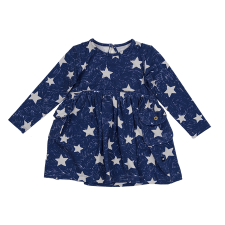 long sleeve skater party dress Long sleeve Skater Dress with Pockets in Sky Sparks