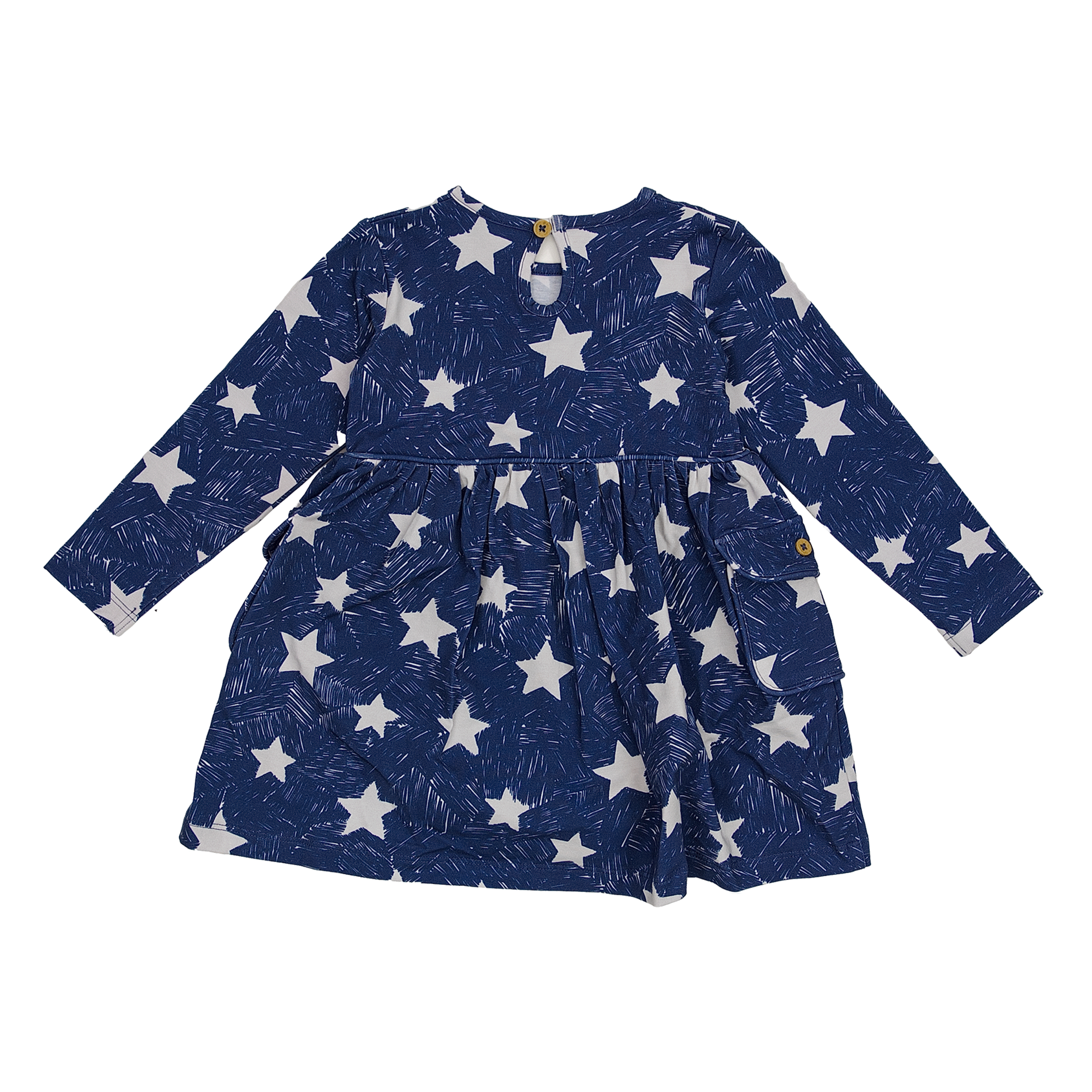 Long sleeve Skater Dress with Pockets in Sky Sparks