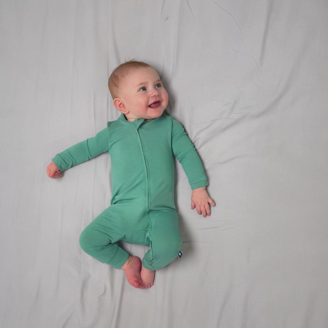 Larkspur Baby Zip Romper in Jade