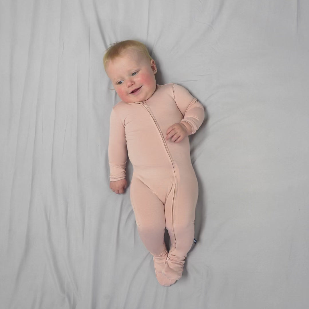 Larkspur Baby Zip Footie in Rose