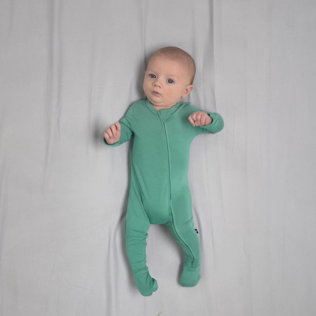 Larkspur Baby Zip Footie in Jade